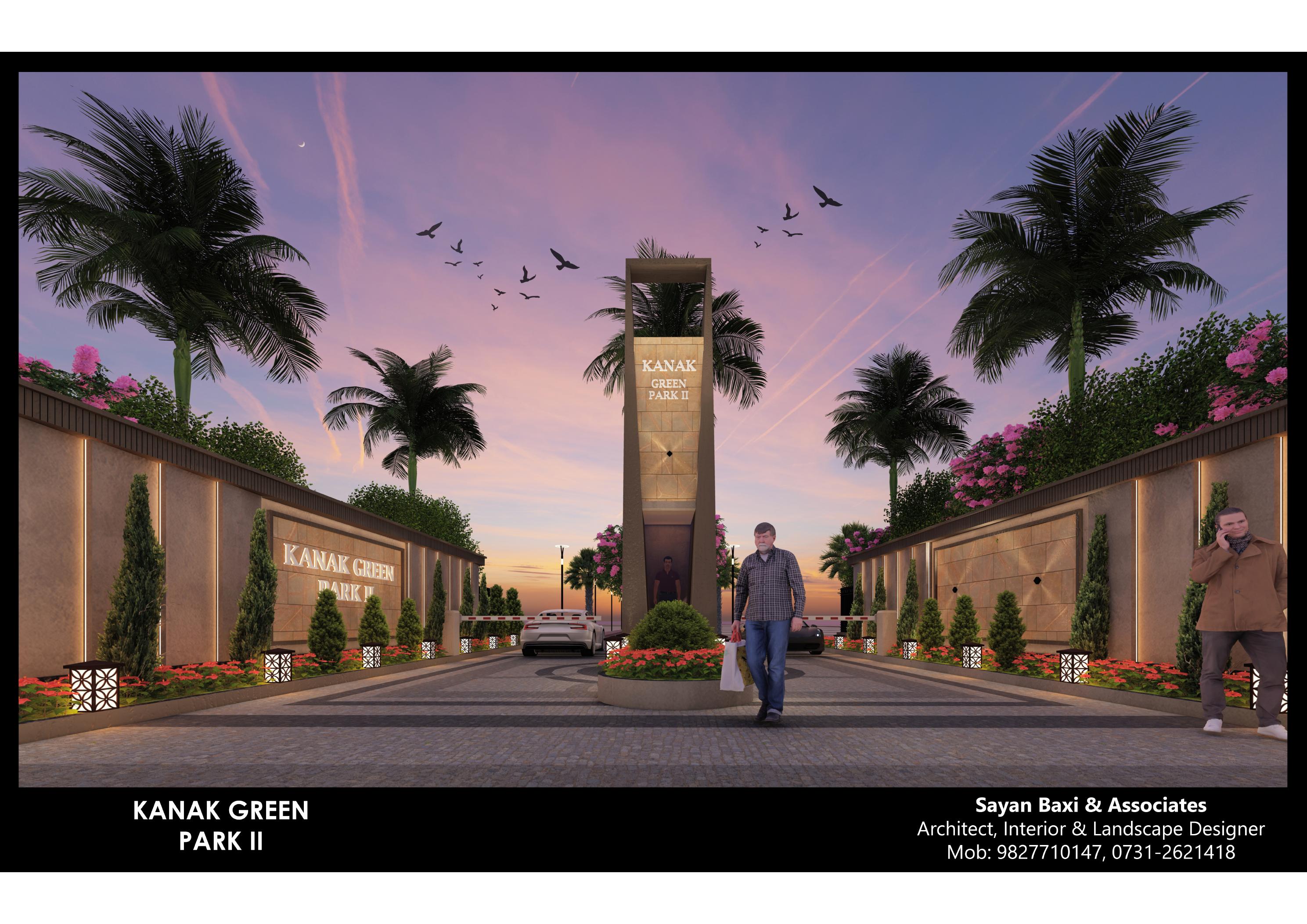 Kanak Green Park II — Grand Entrance Gate at Sunset