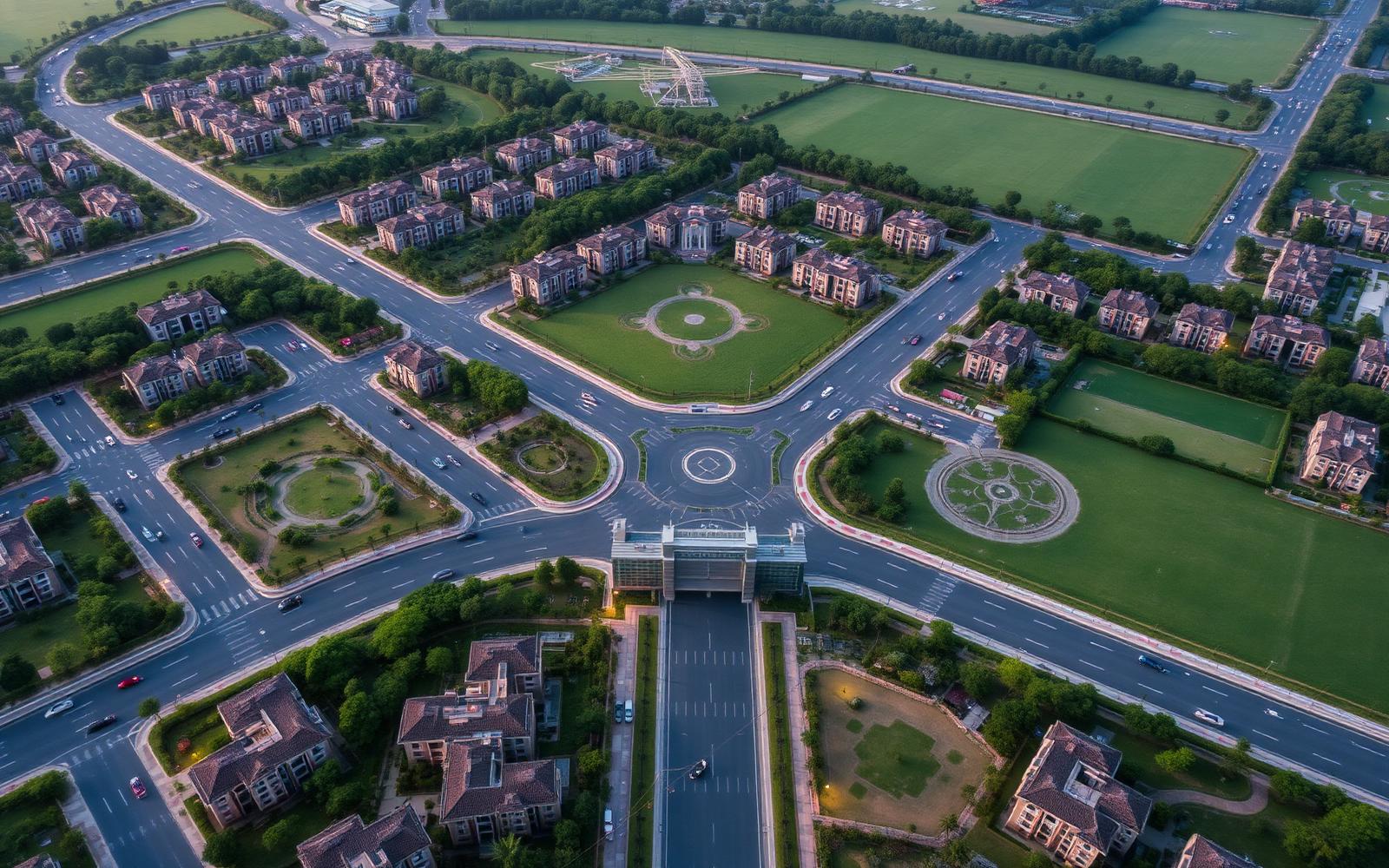 Aerial view of Kanak Green Park II township