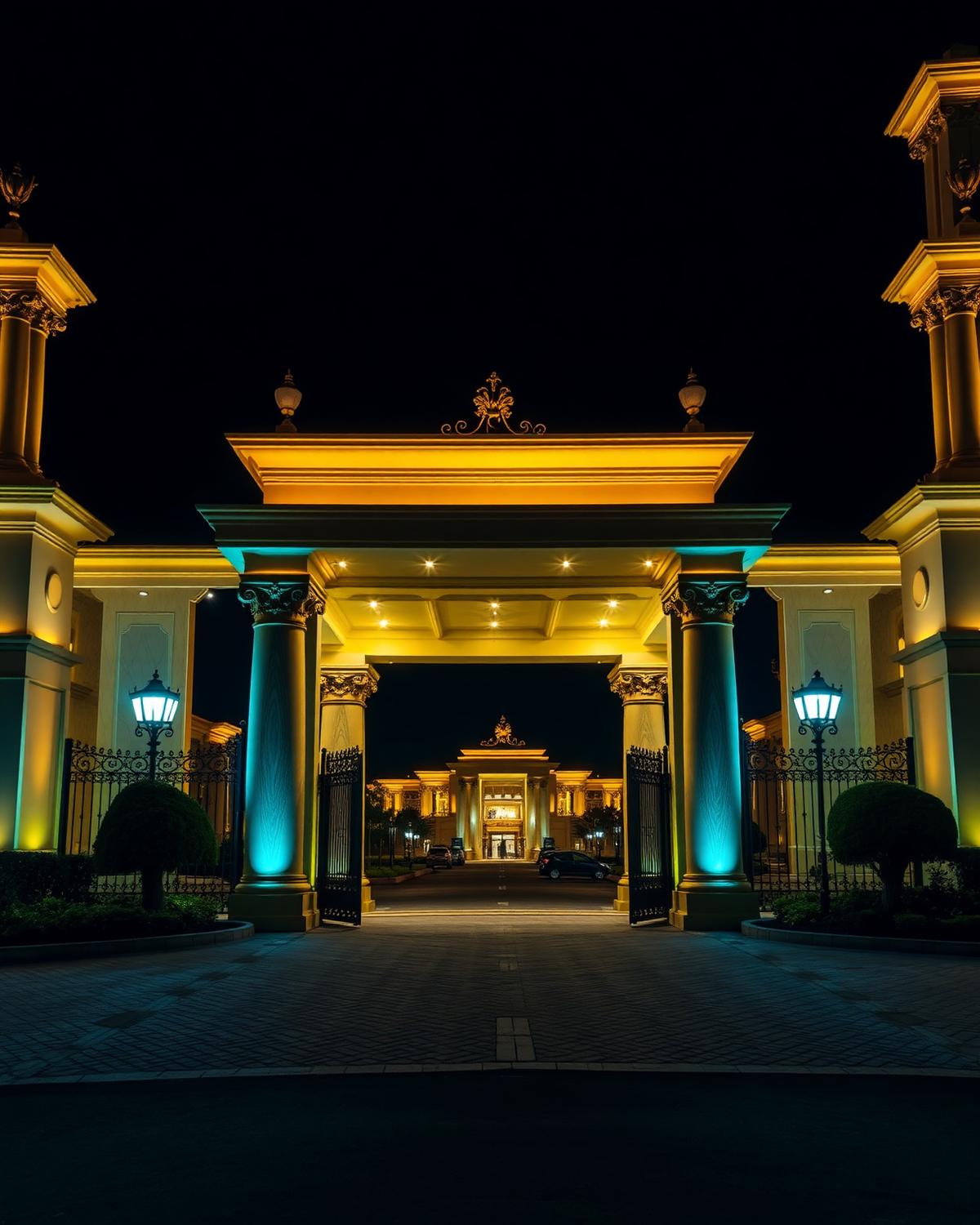 Entrance gate at night
